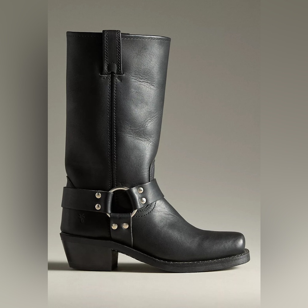 Frye 12r Harness Black Leather Boots